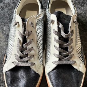 Dolce Vita Metallic Snake-Print Low Top Sneakers - Black & Silver